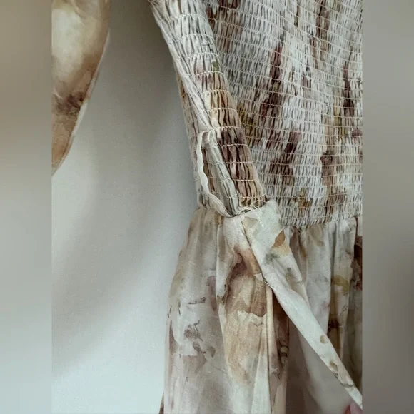 MELLODAY Cream Smocked Off the Shoulder Organza Midi Dress - Picture 6 of 16